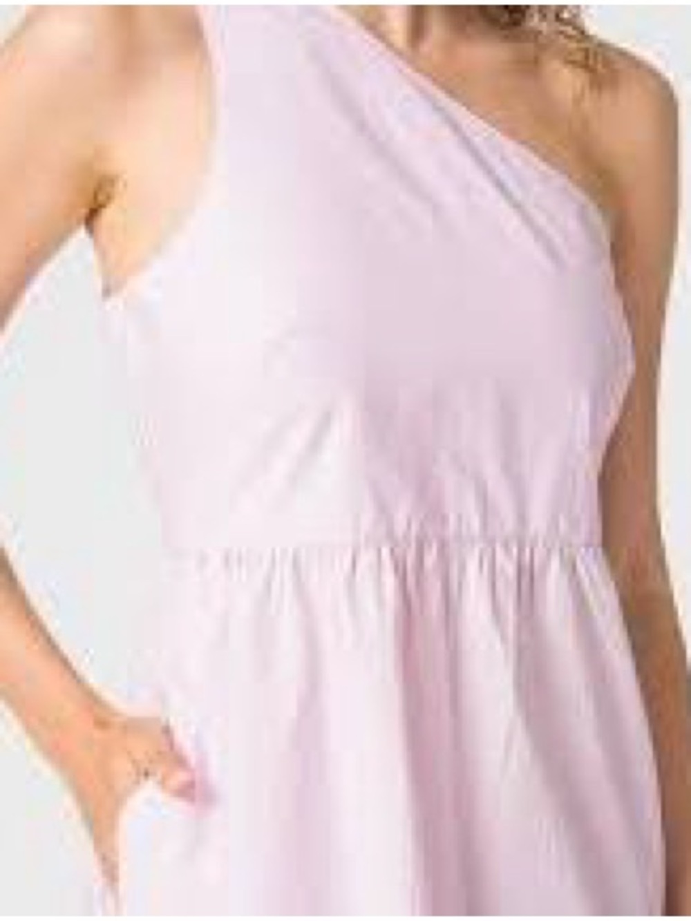 NWOT GAP ONE SHOULDER Pink Maxi Dress with Tiered Skirt and Lace Detailing - Picture 3 of 13